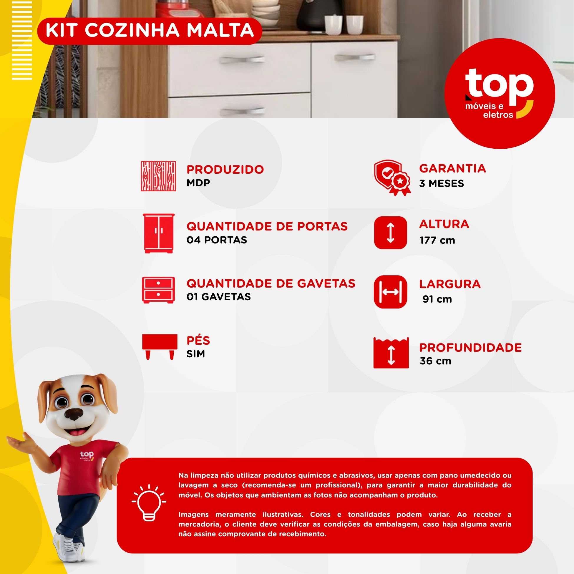 Kit Cozinha Malta 4 Portas - Avena Touch Demóbile | Lojas Top